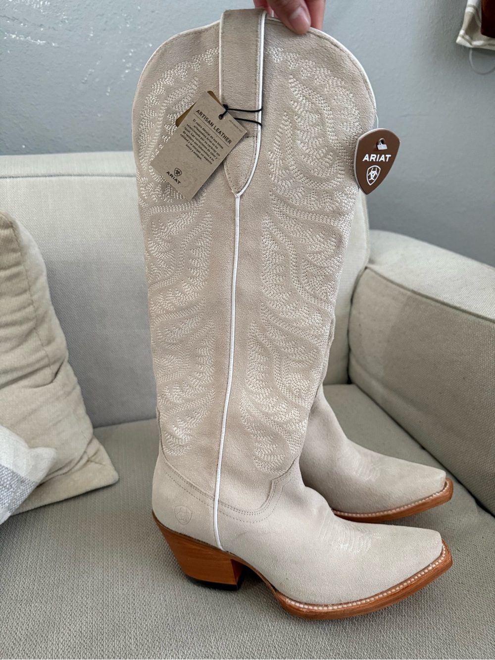Ariat Ladies Laramie Oyster Suede StrechFit Knee-High Western Boots - Picture 2 of 5